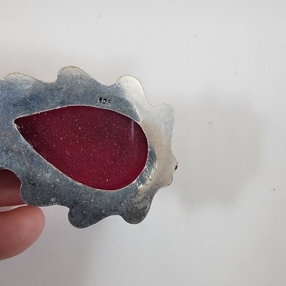 Handmade Sterling Silver Pendant with Faceted Ruby and Garnet Gemstone Accents - Picture 7 of 10